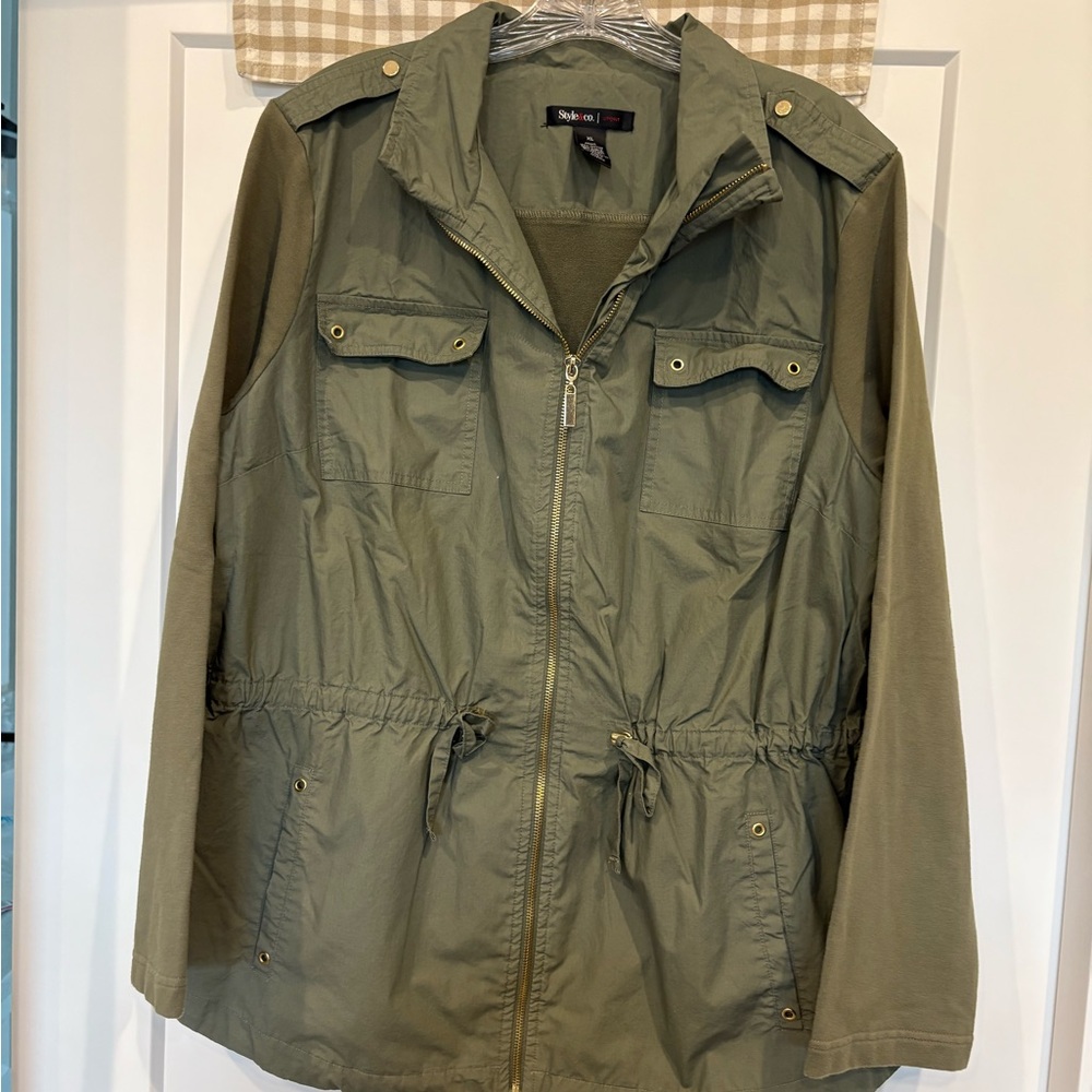 Style & Co Green Utility Jacket